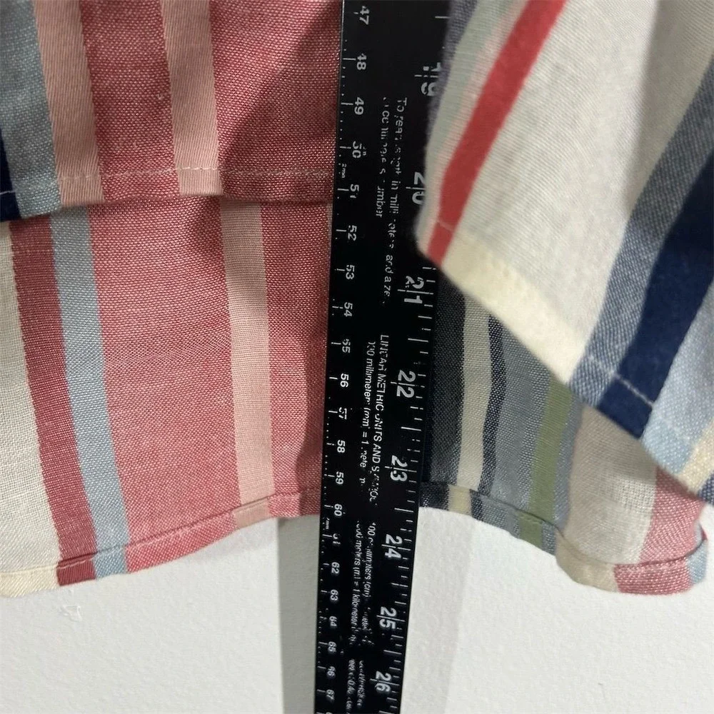 Susina Women's Multicolor Striped Blouse M V-Neck Ruffle Sleeves Casual